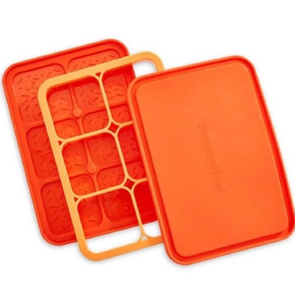 Pampered Chef Silicone Ice Cream Sandwich Maker 2493 Orange 6 Cavity Mold‎ + Lid